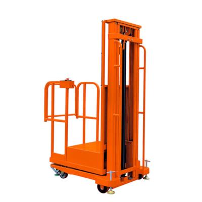 China Orange 3m Semi Electric Order Picker Warehouse Stock Picker Lift for sale