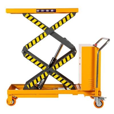 China 500kg Scissor Lift Trolley Semi Electric Trolley Lift Table For Warehouse for sale