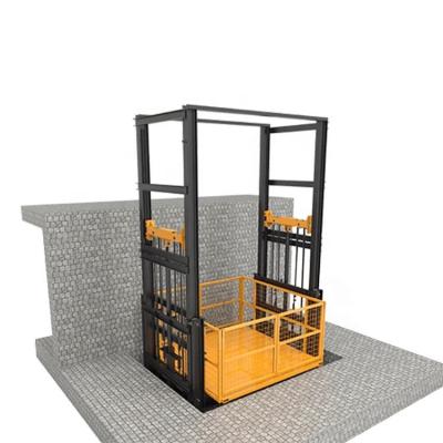 China Industrial Warehouse Hydraulic Cargo Lift Vertical Guide Rail Goods Elevator for sale