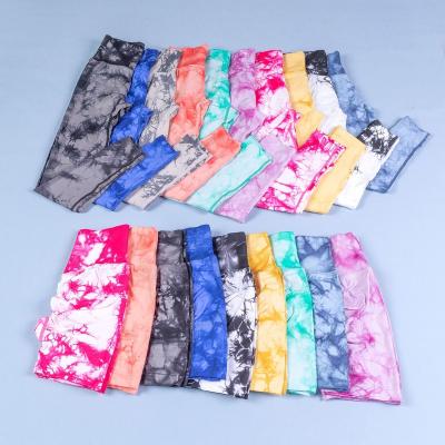 China Reversible Custom tie dye compression fitness yoga short Seamless Butt Lift biker shorts women stretch sexy Gym Fitness Yoga cycling shorts for sale