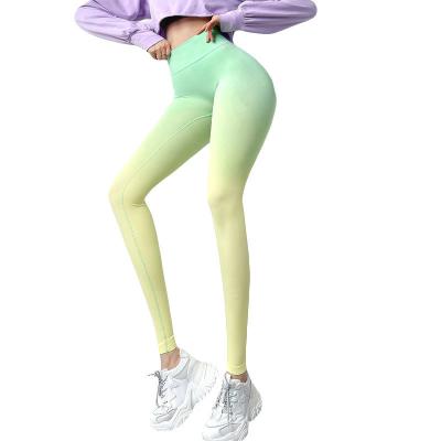 China QUICK DRY Custom Fashion Women Workout Fitness Gym Wear Clothes Yoga Pants Leggings  Nude Feel Gradient Colors for sale