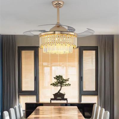 중국 2022 Modern Hot Sale Fan Chandelier For Living Room Pendant Light Led Crystal Lamp Lighting Chandelier Style Copper Ceiling Fan Lamps 판매용