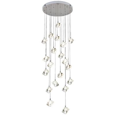 Cina Crystal Chandelier Hotel Modern Design Contemporary Spiral Light Long Staircase Square Pendant Light Spiral Square For Stairs in vendita