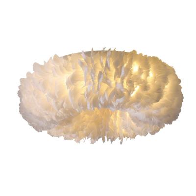 China Warm creative net red bedroom master bedroom feather ceiling lamp children's living room modern simple room lamp for sale