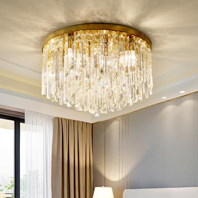 China Surface Mounted Gold Chrome Round Shape Nordic Luxury Living Room Crystal Ceiling Lamp Modern Lighting Led Crystal Ceiling Lamp en venta