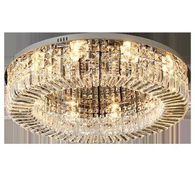 Chine Exterior Mounted Gold Chrome Modern Round Shape Crystal Ceiling Lamp Modern Luxury Lighting For Dining Bedroom Hotel Villa à vendre