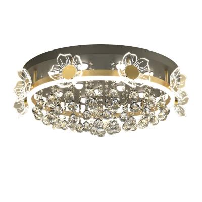 中国 Surface Mounted Hot Selling Luxury Crystal Ceiling Gold Lamp For Living Room Bedroom Dining Room LED Lighting 販売のため