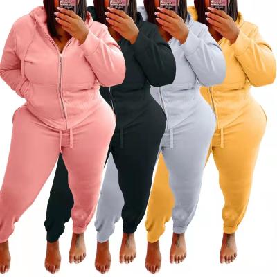 China Viable Wholesale Simple Hoodie With Sport Tracksuit Fashion Two Piece Outfits Set Plus Size Tracker Set Women for sale