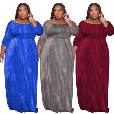 China Anti-Static XL To 5XL Autumn Plus Size One Piece Dress For Casual Elegant Wholesale Women Clothing Plus Size Dresses for sale