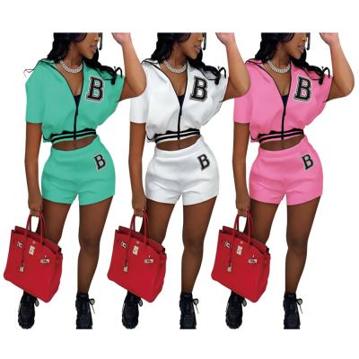 China European and American women's breathable letter printed T-shirt set short casual shorts two-piece set for sale