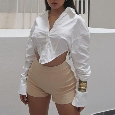 China Viable turn-down collar blouses shirts for women long sleeve autumn tops clothing leisure clothes women's shirt white crop top blouse for sale