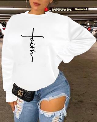 China Hot Sale L to 5XL QUICK DRY Printed Letters Round Neck Ladies Long Sleeve Sweater for sale