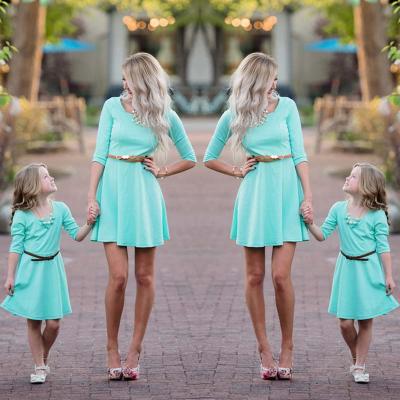 China Breathable Womens Mother Daughter Matching Dresses Summer Girl Short Dress Clothes Outfit for sale