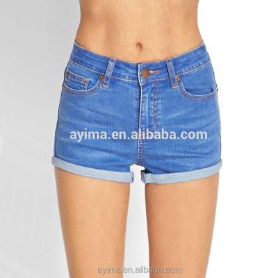 China Breathable hot sale women denim shorts made in china wash cheap high waisted denim shorts wholesale skinny denim shorts for sale