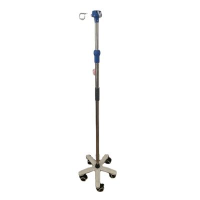 China Portable Adjustable Height Hospital Clinic Stainless Steel Pulley Household Infusion Stand Mobile Infusion Stand for sale