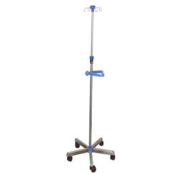 China Highly Adjustable Wheeled Bestselling Hospital Clinic Furniture Stainless Steel Infusion Dropper Stand with 4 Hooks for sale