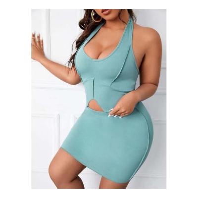 China Quick-drying women's breathable asymmetric anti wrinkle cotton backless top and skirt two-piece set for sale