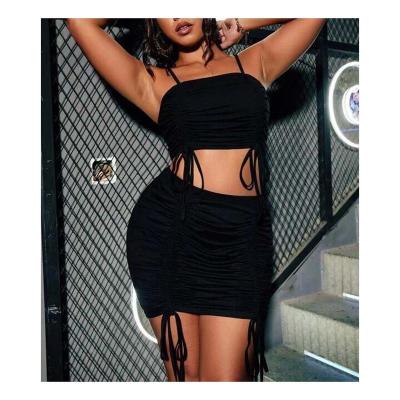 China New 2-piece quick-drying summer elastic backless halter top and biker tops active wear set shorts two-piece set for sale