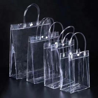 China 100% Custom Factory Eco-Friendly/Lightweight/Cheap PVC Tote Bag Plastic Bags Own Logo Handbag Product Shopping Transparent for sale