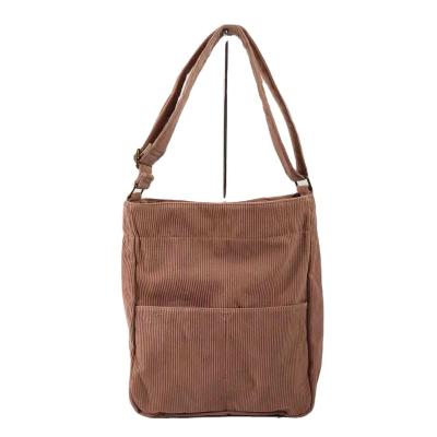 China High Quality 100% Fashion Tote Bag Women Shoulder Corduroy Ladies Handbag Shopping Bag Eco-friendly/Lightweight/Cheap Corduroy Bags for sale