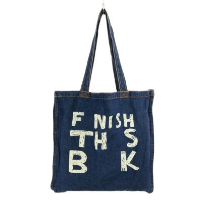 China 100% Hot-Eco-Friendly/Lightweight/Cheap Fashion Blue Organic Ladies Fabric Tote Bag Promotional Customized Shopping Shopping Logo Denim Shoulder Bag for sale