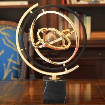 China Creative Traditional Home Decor Gold Color Iron Metal Globe Decor Vintage Globe Terrestrial Decoration for sale