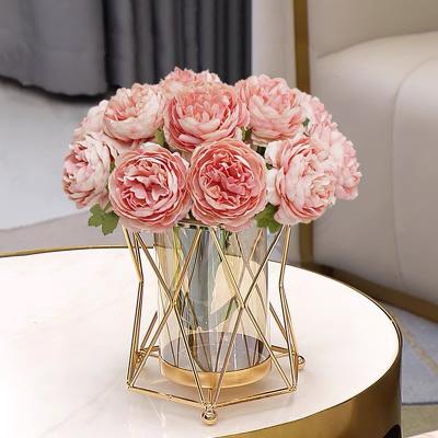 China Wholesale Unique Metal Table Top Decorative Modern Traditional Cheap Vases 2021 Luxury Glass and Metal Vases for sale