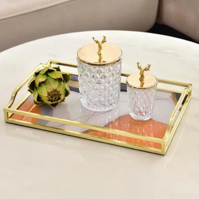 China Luxury STYLES REFLECT GOLD COLOR METAL good serving platter Ramadan tray dessert serving platter fancy set for sale