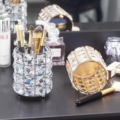 China Fashion Luxury Crystal Pen Holder Women Make Up Brushes Storage Sublimation Pen Holder Pencil Case for sale