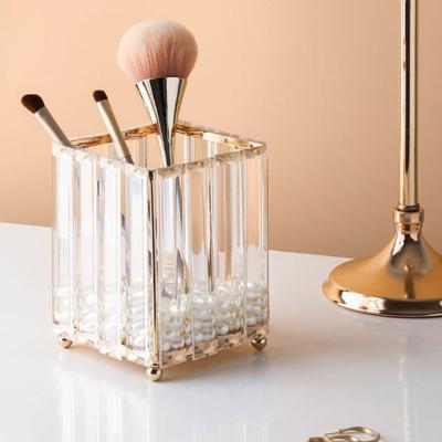 China European style makeup crystal tool storage box luxury bling cosmetic brush holder pen holder workable for desktop for sale