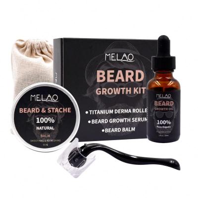 China New Beard Grooming Kit Men Grow Private Label Oil Customize Logo Custom With Own Organic Growth Men Kits for sale