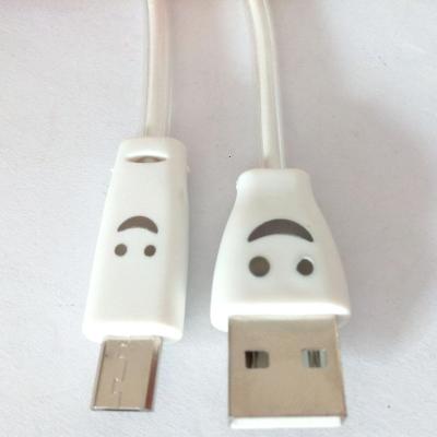 China Smile face lighted Micro USB cable, RoHS. UL certificate for sale