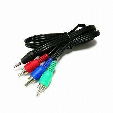 China AV Cable, 3.5mm 4 Cores Stereo to 3 RCA Plugs for sale