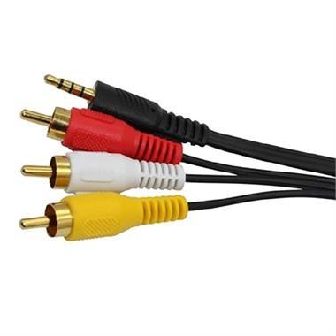 China AV Cable, 3.5mm 4 Cores Stereo to 3 RCA Plugs, gold-plated, 1m, RoHS for sale