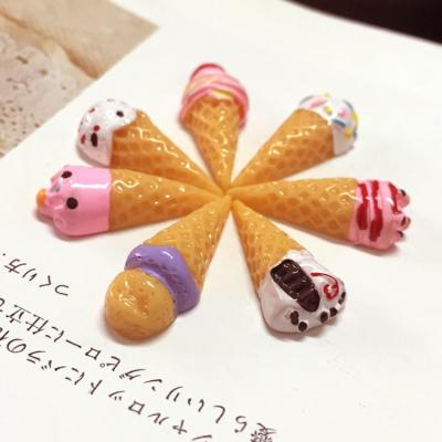 China Realistic Hot DIY Ice Cream Simulation Resin Dollhouse Dollhouse Food Dangling Phone Case Hair Accessories Realistic Hot Ornament Earrings for sale