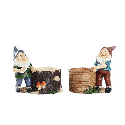 China Garden Gnome Elf Flower Pot Ornament Resin Flower Tank Balcony Decoration Real Estate Garden Yard Landscape Sculpture Decor for sale