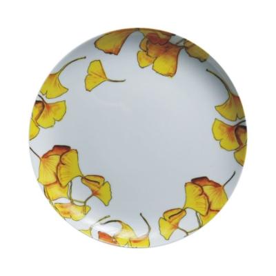 China Viable Nordic Original Western Pasta Dessert Plate Porcelain Breakfast Leaf Ginkgo Style Ceramic Dinner Dish for sale