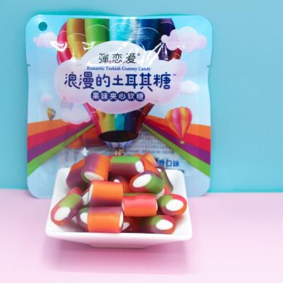 China Natural Colorful Rainbow Fruit Juice Flavor Center Filled Sour Licorice Fudge Confectionery for sale