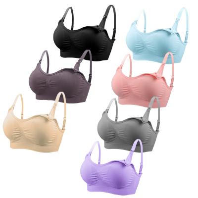 China Front Open Breast Maternity Breathing Antibacterial Cotton Radio Care Nursing Seamless Bra Plump Baby Care Bra for sale