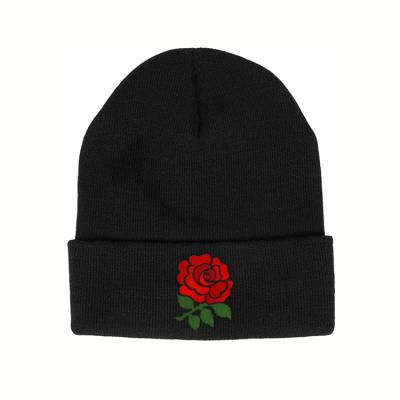 China Wholesale JOINT Logo Mens Jacquard Black Winter Knitted Custom Beanie Hat for sale