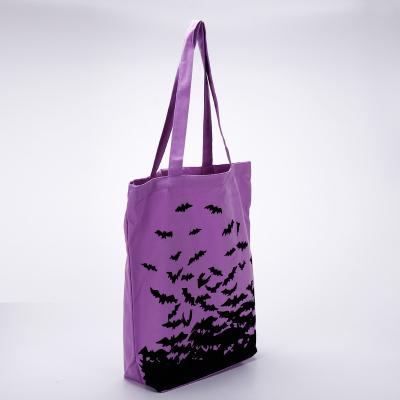 China Wholesale Fashion Halloween Day Promotion Cheap Cotton Canvas Bags With Handle For Lady for sale