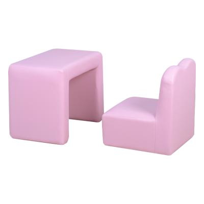 China Lovely Modern Pink Kids Chair Furniture PVC Preschool Furniture Set for sale