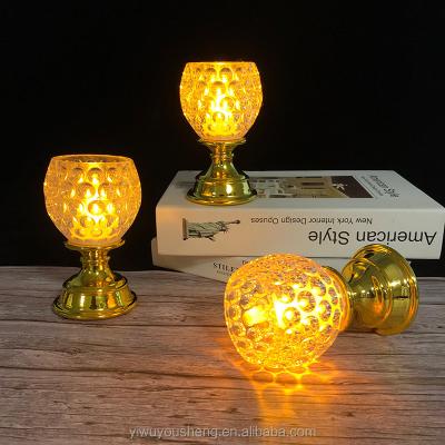 China Home Decorative Gold Honeycomb Crystal Candle Holder For Home Decor Wedding Table Decoration Tea Light Candle Holder With Stand for sale