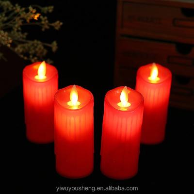 China Birthdays Wholesale Led Candle Light Set Safety Red Flameless Religious Activities Plastic Candle Parts Wedding Christmas Candles for sale