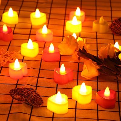 China Romantic Love 24 Heart Shaped Led Candles Smokeless Tea Lamp Led Candles Birthday Party Decoration Valentine's Day Gifts Christmas Gifts for sale