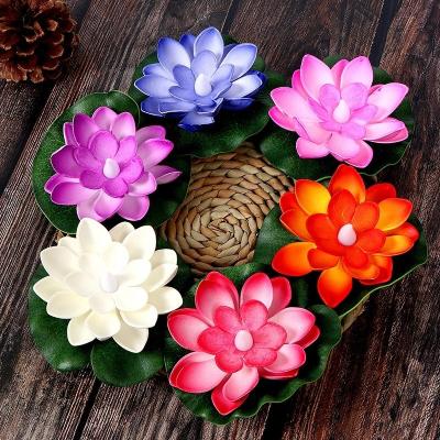 China Hot Sale Colorful Floating Weddings LED Yard Pond Garden Pool Night Light Lotus Lantern Water Float Light LED for sale