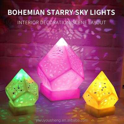 China Home Decor Bohemian Gift Style Decoration Colorful Night Light For Vintage Bedroom Bedside Lamp LED Projection Plastic Bohemian Light for sale