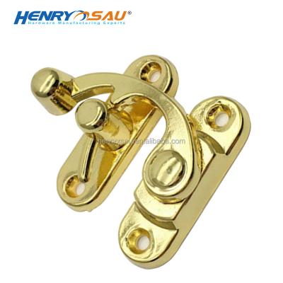 China Best Selling Gift Box Swing Oxhorn Wooden Box Latch Lock Hollow Hook Locks Zinc Alloy Gold Swing Jewelry Box Latch Lock for sale