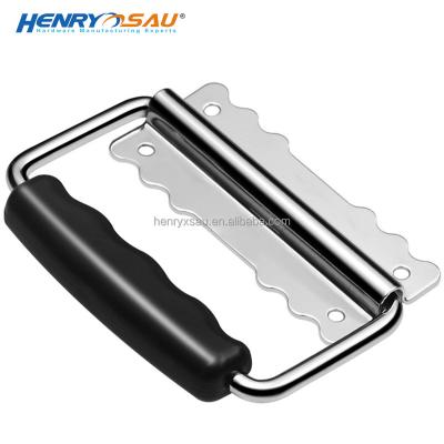 China EN71 Customized Design Spring Relieved Handle For Removals Box Chromed Handle With Handle In Rubber Sleeve Surface Mount Without SHELL for sale