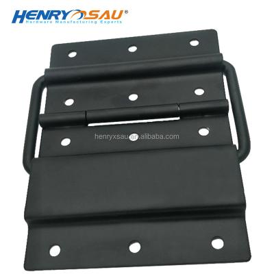 China Black Powder Coated Size 129*116mm Galvanized Hinge Strut Supporting And Connecting Extra Large Hinge For Flight Road Case Lid Stay Hinge For Frame for sale